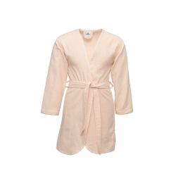 Тънък къс халат за баня Karaca Home от 100% памук, цвят пудра, размер L/XL